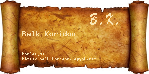 Balk Koridon névjegykártya
